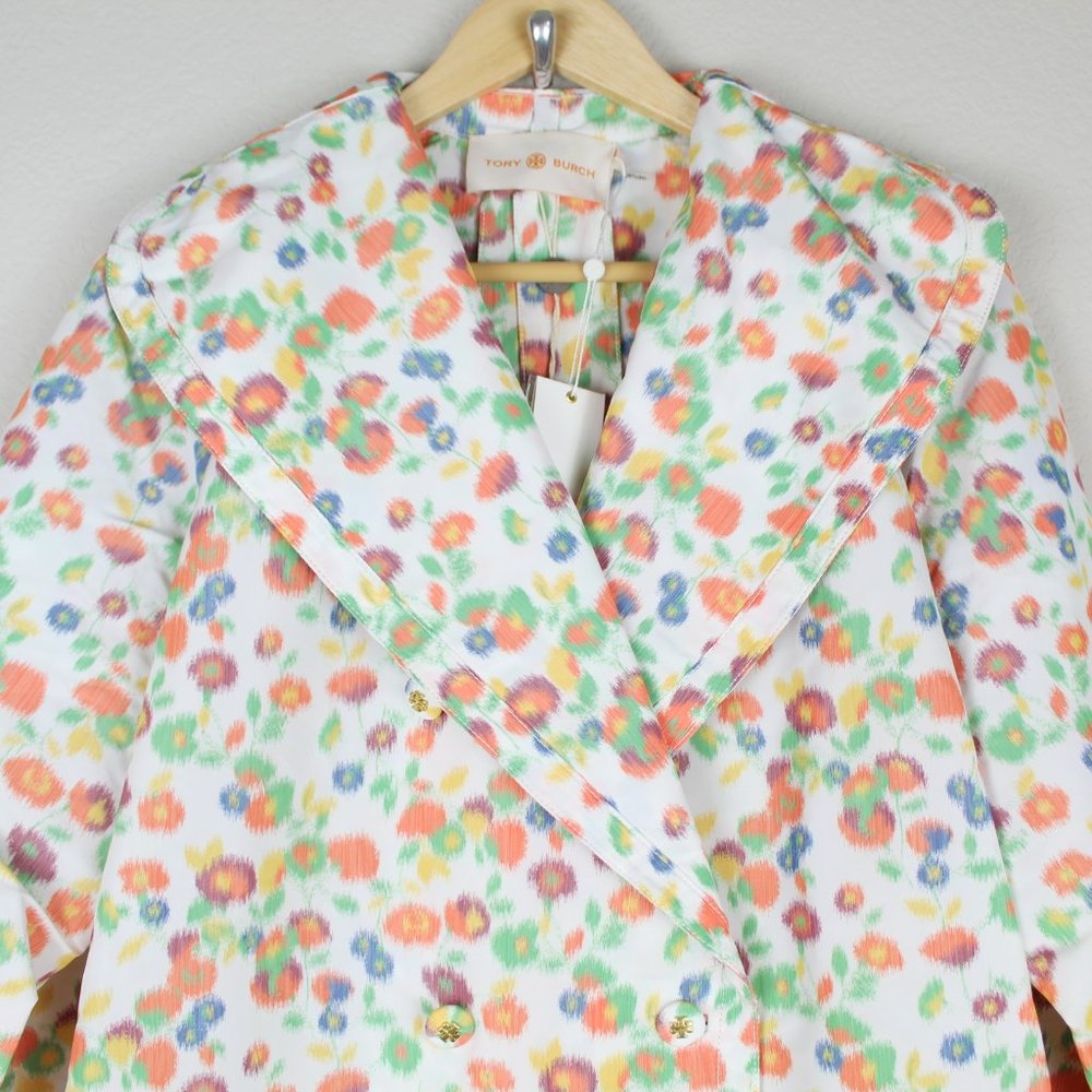 NEW Tory Burch Double-breast Runway Trench Coat, Tossed Confetti, Size10, Belted - Picture 8 of 16